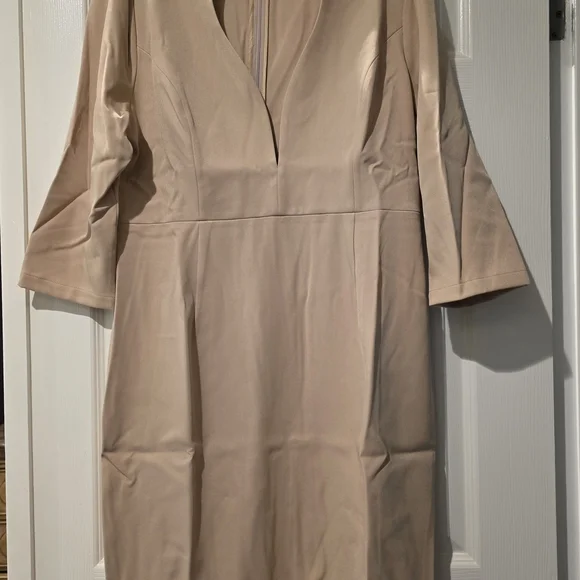 Chic Long Sleeve Beige Dress - Picture 2 of 5